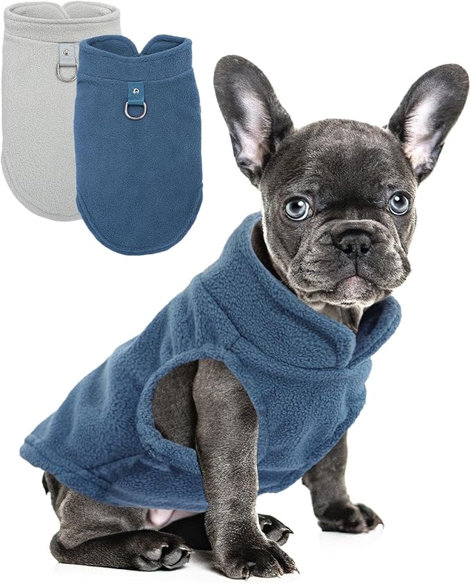 2 Pack Dog Sweater with Leash Ring Winter Warm Pet Sweater Thick Clothes Coat Fleece Dog Sweaters for Small Dogs Girl Boy for Chihuahua, French Bulldog, Dachshund,X-Large(19-26lbs)