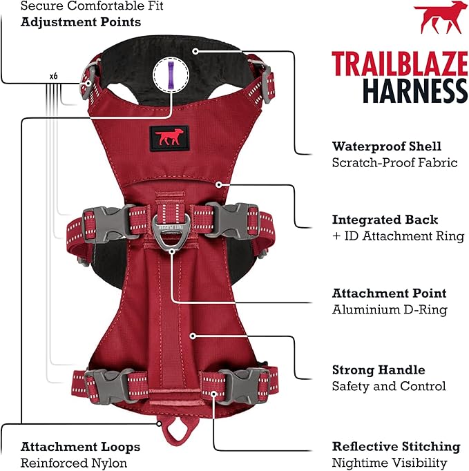 Tuff Pupper Escape Proof Dog Harness for Medium Dogs | No Pull Lightweight Adjustable Harness | No Escape Multifunctional Outdoor Pet Gear | Strong Durable Breathable | Secure Comfortable Fit