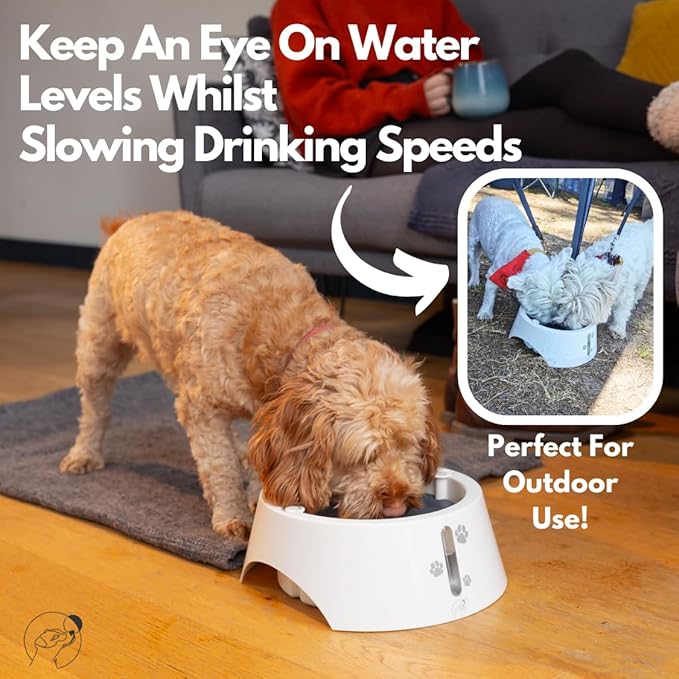 BARKING&MAD no Spill Water Bowl for Dogs 73.9oz (2.1L) - Anti-gulping, Slow Water Feed Dispenser for Large and Medium-Sized Breeds for Slow Drinking and Messy gulping Sloppy Drinkers