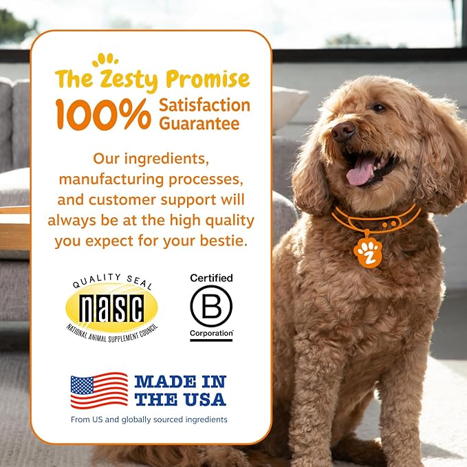 Zesty Paws Probiotics for Dogs - Digestive Enzymes for Gut Flora, Digestive Health, Diarrhea & Bowel Support - Clinically Studied DE111 - Dog Supplement Soft Chew for Pet Immune System - Adv, 90ct
