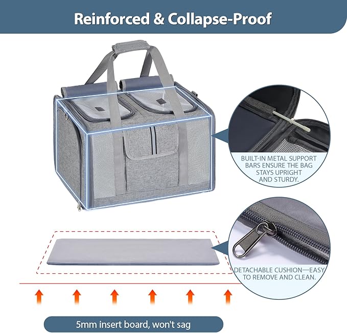 Cat Carrier for 2 Cats – Large Expandable Soft-Sided Pet Travel Carrier, Dual Compartments, Privacy Protection, Dog Carrier for Small/Medium Dogs, Home & Outdoor Use