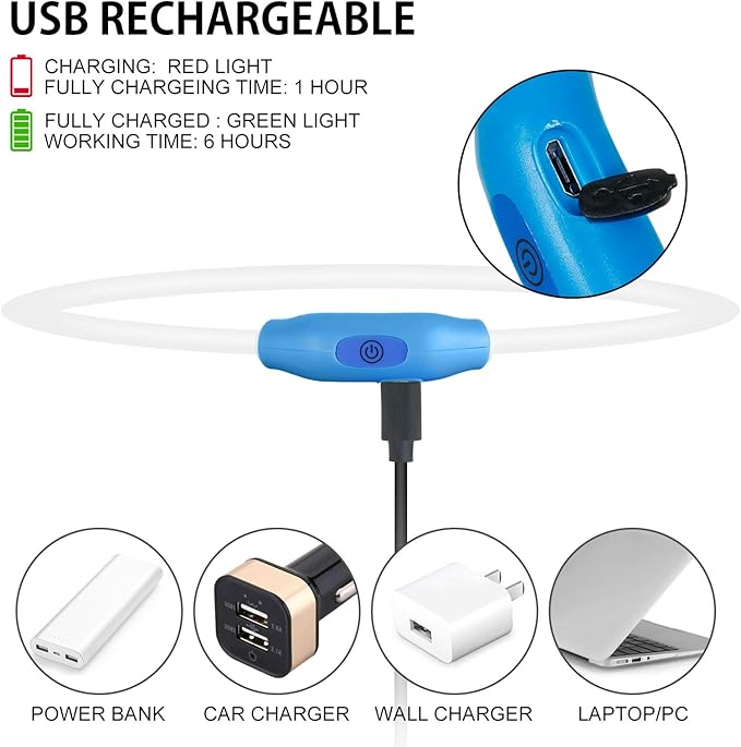 2-Pack LED Dog Collar, Light Up Dog Collars,Rechargeable Dog Lights for Night Walking,Universal, Reusable Safety Necklace for Small Medium Large Dogs Green&Blue