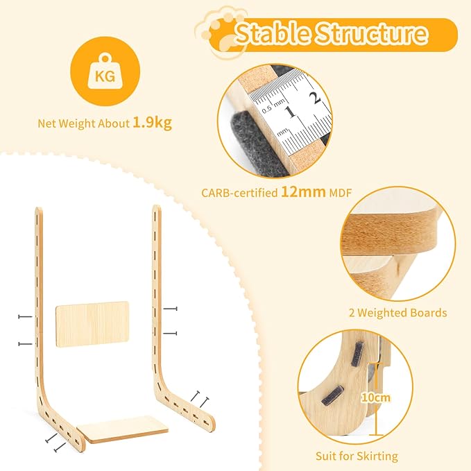 Cat Scratch Pad Felt Cat Scratcher for Indoor Cats Scratching Board Scratchers for Large Cat Scratch Furniture Protector with Ball Kitten Toys L Shape 26.8 Inch Grey