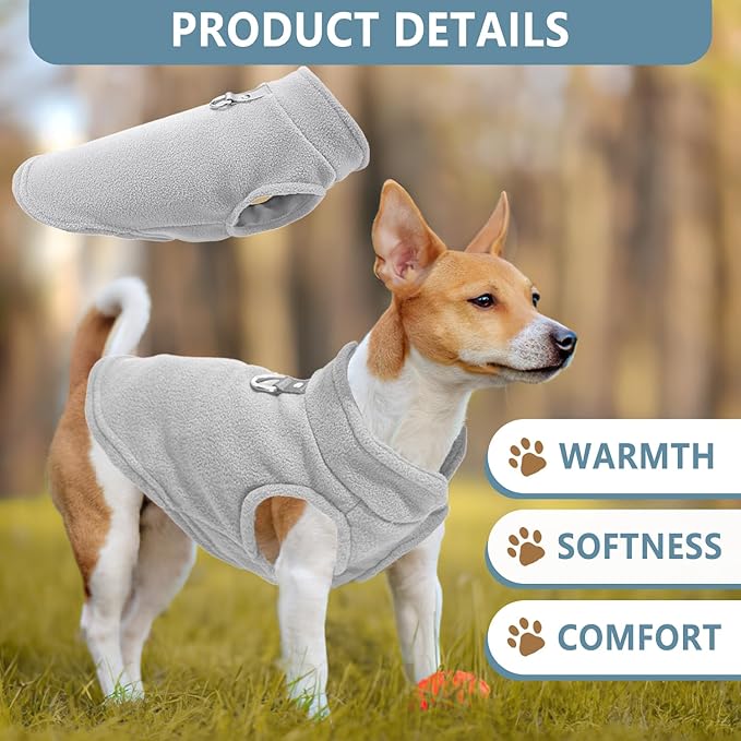 2 Pack Dog Sweater with Leash Ring Winter Warm Pet Sweater Thick Clothes Coat Fleece Dog Sweaters for Small Dogs Girl Boy for Chihuahua, French Bulldog, Dachshund,Large(12-18lbs)