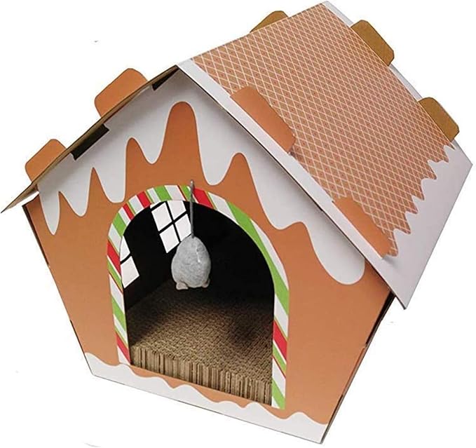 Midlee Gingerbread Christmas Cat Scratcher House