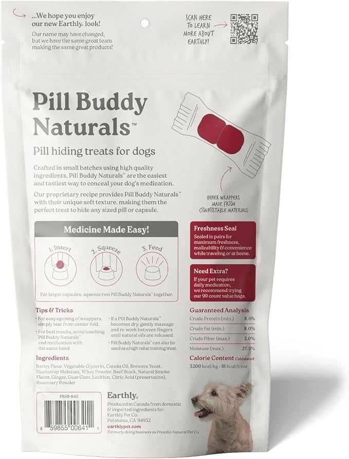Presidio Pill Buddy Naturals - Beef Recipe Pill Hiding Treats for Dogs - Make A Perfect Pill Concealing Pocket Or Pouch for Any Size Medication - 30 Servings