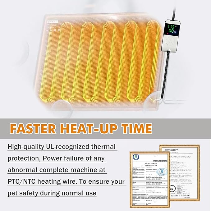 Dog Heating Pad, Completely Chew-Proof Cord Heated Dog Bed, Waterproof Adjustable Temperature Heated Cat Pad, Pet Heating Pad for Puppy Kitten, Electric Pads for Pregnant New Born Pet (L)