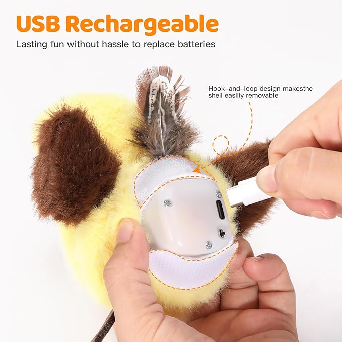 Rechargeable Cat Toys Flapping Bird,Touch-Activated Interactive Toy with Lifelike Chirp for Indoor Cats & Kittens Exercise (Goldfinch