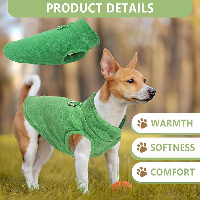 2 Pack Dog Sweater with Leash Ring Winter Warm Pet Sweater Thick Clothes Coat Fleece Dog Sweaters for Medium to Large Dogs Girl Boy for French Bulldog, Dachshund (Blue,Green, XX-Large)