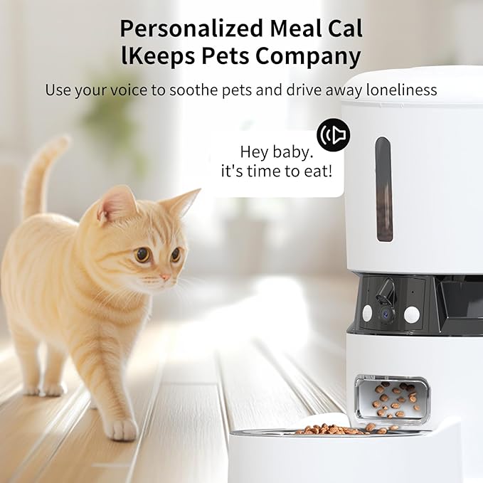 Automatic Cat Feeder with 2K Camera, 4L 1080P HD Timed Dog Feeder Automatic with Night Vision, 5G WiFi Cat Feede with Low Food Sensor, Granary Pet Food Dispenser for Cats, Detachable for Easy Clean