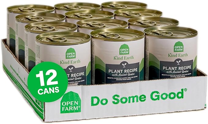 Open Farm Canned Dog Food, Plant Based Paté for Complete & Balanced Nutrition, Non-GMO Ancient Grains, Lentils and Vegetables, Plant Based Recipe, 12.5oz Cans (Pack of 12)