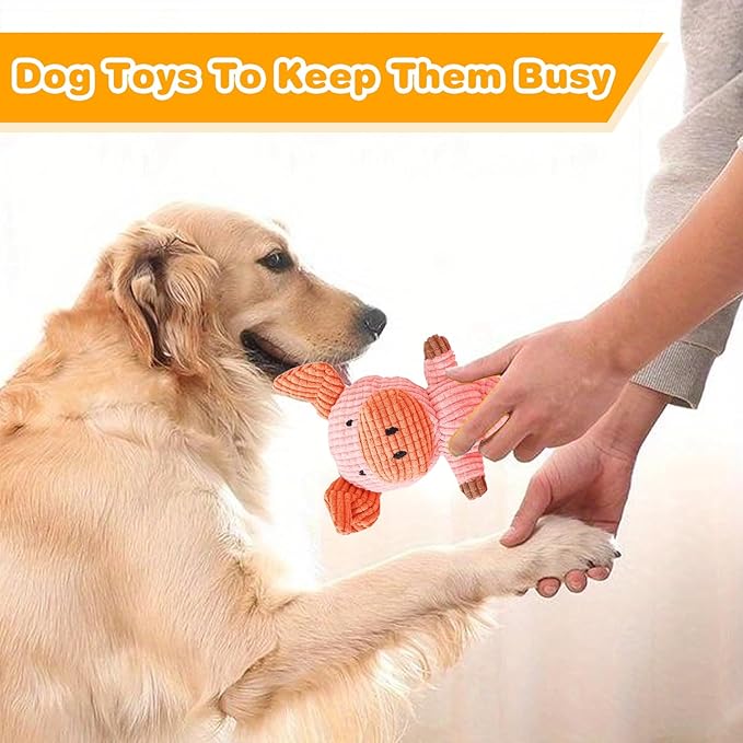 5 Pack Squeaky Dog Toys, Tough Stuffed Plush Puppy Tough Chew Toys, Durable Plush Animal Dog Toys to Keep Them Busy, Dog Toy for Large Small Medium Dogs