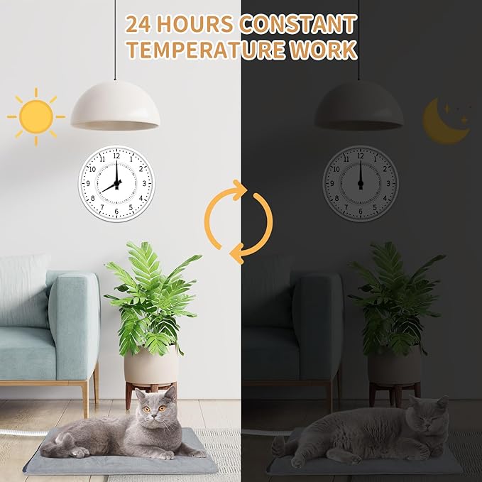 Pet Heating Pad for Cats and Small Dogs,Heated Cat Bed,Auto Temperature Control Waterproof Indoor Electric Pet Heating Pads for Cats with Chew Resistant Cord,20 * 16inch