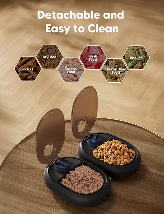 WOPET Automatic Cat Feeder, 48-Hour Programmable Pet Food Dispenser, Built-in Ice Gel Pack for Freshness – Ideal for Wet Food, Yogurt & Canned Meals – Perfect for Cats, Kittens & Small Dogs