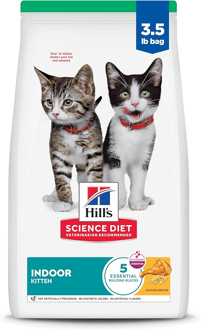 Hill's Science Diet Indoor, Kitten, Easy Litter Box Cleanup, Dry Cat Food, Chicken Recipe, 3.5 lb Bag