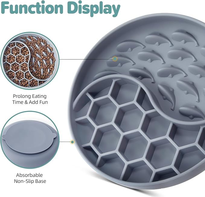 Slow Feeder Dog Bowls, Silicone Pet Food Bowls with Suction Cups, Non-Slip Dog Feeding Slow Down Pet Eating Speed for Fast Eaters, Anxiety Relief & Fun Added (Blue)