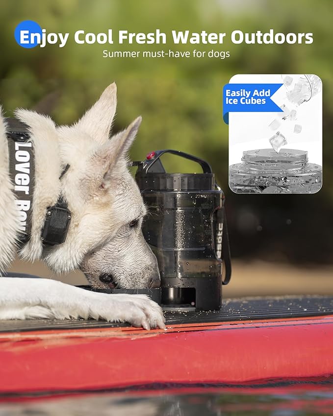 lesotc Dog Travel Water Bottle Portable with Pull-Out Drinking Bowl, 77oz Large Travel Water Bowl Dispenser for Dogs Camping Essentials Hiking Beach Road Trip Park Walking On The Go Must Haves, Black