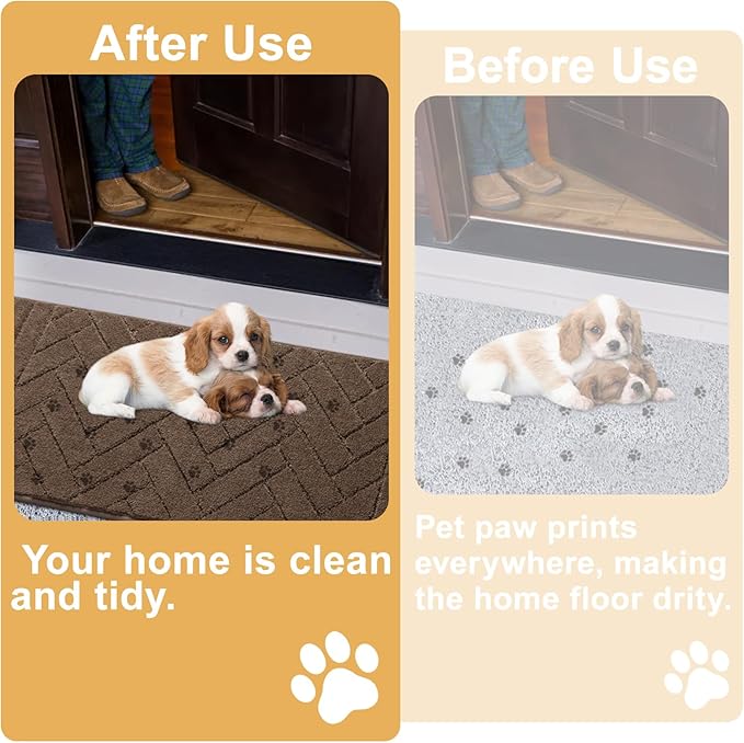 Tindbea Dog Mat for Muddy Paws,Absorbs Moisture Dirt Non-Slip Washable Mud Mat for Dogs,Soft Rubber Backing Front Inside Pet Rug for Entryway, Mud Dog Paws, Patio(20"x31.5",Beige)