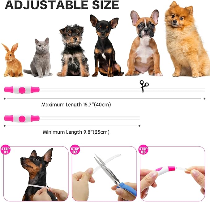 BSEEN Light Up Dog Collar - Rechargeable LED Dog Collar - Waterproof TPU Cuttable Glowing Pet Collar for Small Dogs& Cats - Safety Dog Lights for Night Walking (XS- Pink 40cm)