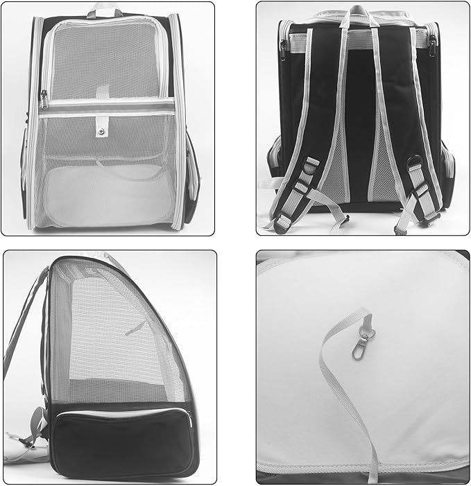 Cat Carrier Backpack, Dog Backpack, Ventilate Pet Cats Puppy Dogs Birds Bunny Backpack for Travel Indoor Outdoor Use(Black)