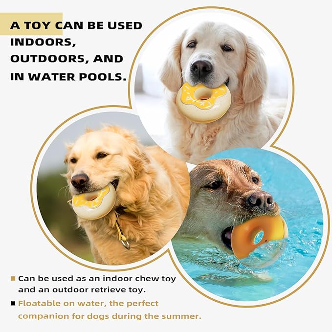 LiuMelinda Dog Chew Toys for Aggressive-Chewers - Indestructible Dog Toy for Aggressive Chewer,Tough Chew Toys for Dogs (Rubber Yellow-Donut)