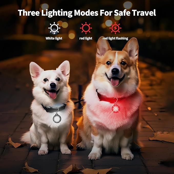 2 Pack LED Dog Collar Light, Rechargeable Dog Lights for Night Walking, 3 Modes, IP68 Waterproof Pet Walking Accessories