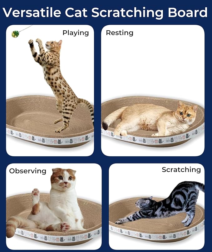 4 Pack Extra Large Cat Scratcher Cardboard, Round Scratcher Bed Scratch Bowl, Scratching Lounge Couch Round Shaped Cat Scratch Board Nest for Indoor Cats Furniture Protector