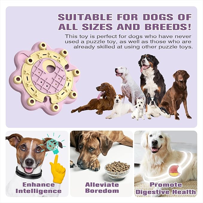 KADTC U.S. Brand & Design All in ONE -3 Levels of Challenge Dog Puzzle Toy for Small/Medium/Large Smart Dogs Treat Puzzles Food Slow Feeder Puppy Brain Mental Stimulation Games Holiday Birthday Gift