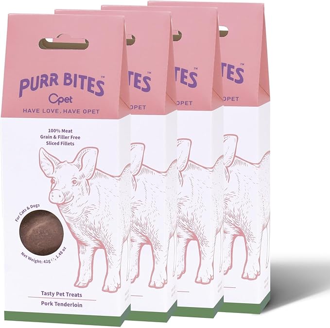 OPET Freeze Dried Cat Treats, Single Ingredient Grain Free High Protein Pet Food for Cats and Dogs, Healthy Training Snacks,Freeze Dried Pork Sliced Fillets (Pork, 5.92 Ounce)