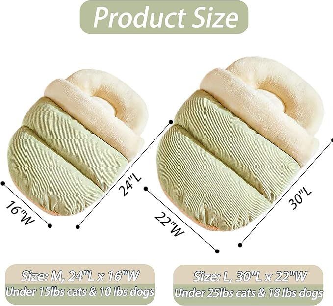 Bed for Dog and Cat, Pet Bed, Ultra Soft Cute Plush Slipper Cat Cave Bed, Anti Slip Warm Pet House Nest, Self-Warming, Ideal for Indoor Use - Fits up to 25lbs (30"X22", L, Green)