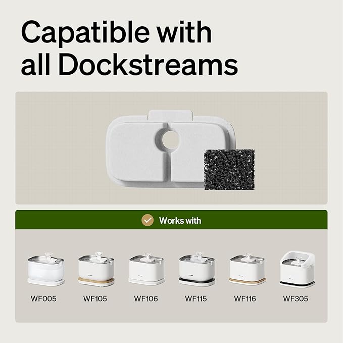 PETLIBRO Cat Water Fountain Filter Replacement, 8 Packs Pet Fountain Filter & Sponges for Dockstream WF106/WF116/WF105/WF115/WF005/WF305, 4 Months Set Easy-Swap PETLIBRO Cat Water Dispenser Filter