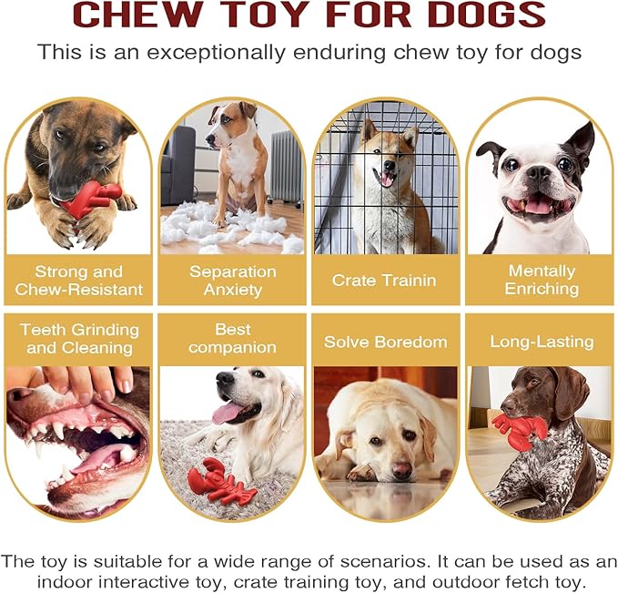 LiuMelinda Dog Chew Toys for Aggressive-Chewers - Indestructible Dog Toy for Aggressive Chewer,Tough Chew Toys for Dogs (Nylon Red-Lobster)