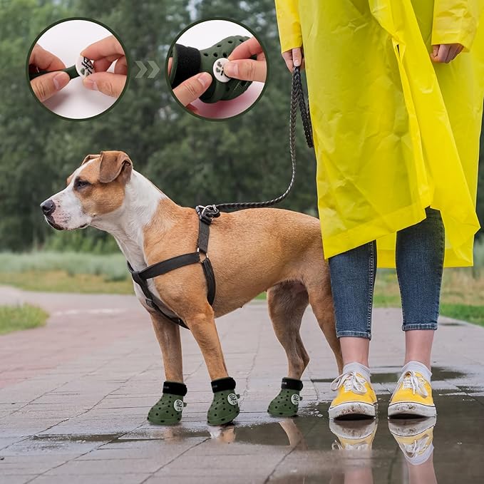 Dog Shoes Breathable Dog Shoe for Hot Pavement, Dog Booties and Paw Protectors, Non-Slip Waterproof Dog Sandals Boots (Green+Black, M: (2.6’’x2.3'')(L*W))