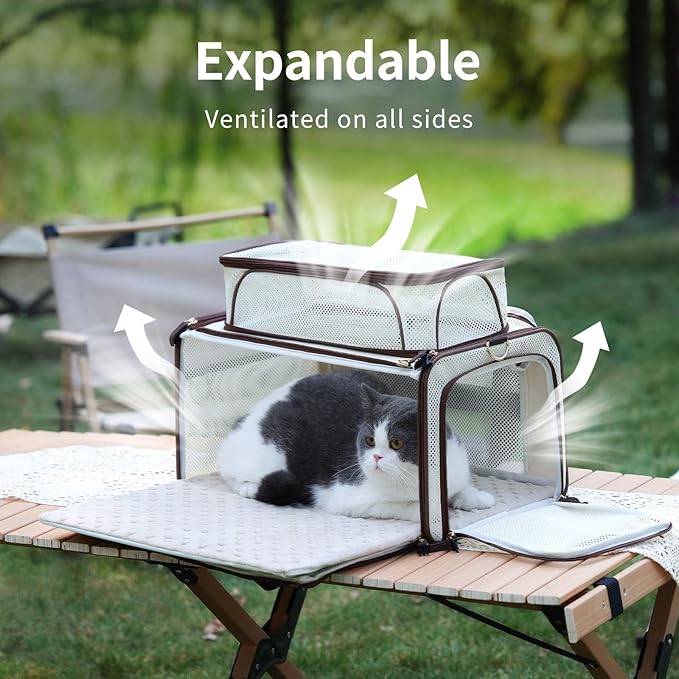 Airline Approved Pet Carrier for Cats, Expandable Dog Carrier Soft-Sided Carrier for Small Cats and Dogs with Extra Large Foldable mat