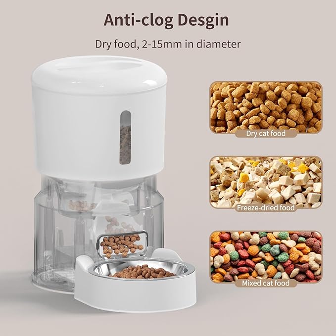 Automatic Cat Feeder with 2K Camera, 4L 1080P HD Timed Dog Feeder Automatic with Night Vision, 5G WiFi Cat Feede with Low Food Sensor, Granary Pet Food Dispenser for Cats, Detachable for Easy Clean