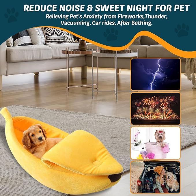 Banana Pet Bed Cute Funny Banana Bed Small Size for Indoor Cats, Small Animals, Christmas Pet Bed Lovely Pet Supplies for Cats Kittens