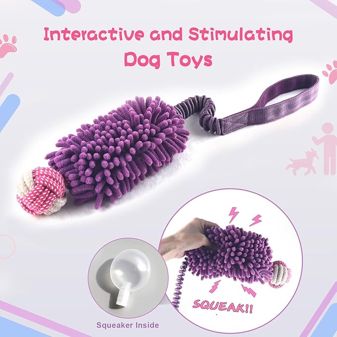 wodoca Dog Tug Toys for Aggressive Chewers, Interactive Dog Rope Toy, Tug of War Toys, Puppy Chew Toys Rope with Strong Squeak, Knots Cotton for Teeth Cleaning, Training Medium, Large Dogs