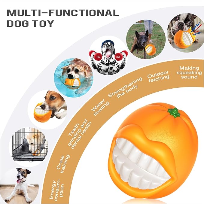 LiuMelinda Dog Chew Toys for Aggressive-Chewers - Indestructible Dog Toy for Aggressive Chewer,Tough Chew Toys for Dogs (Rubber Orange)
