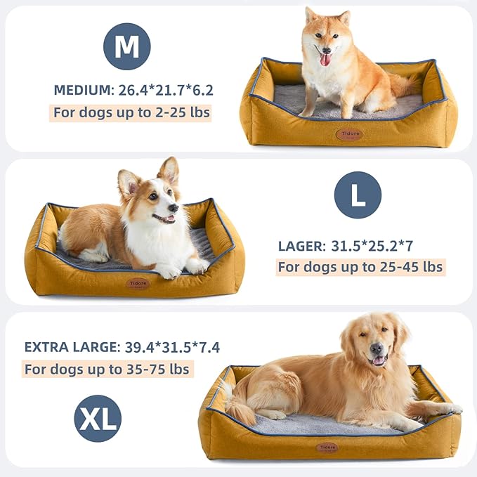 Orthopedic Dog Beds for Medium Large Dogs, Durable Egg Crate Foam Sofa Dog Bed wit Washable Removable Cover,Waterproof Lining and Nonskid Bottom,Pet Bed for Large Dogs (Mustard Yellow, X-Large)
