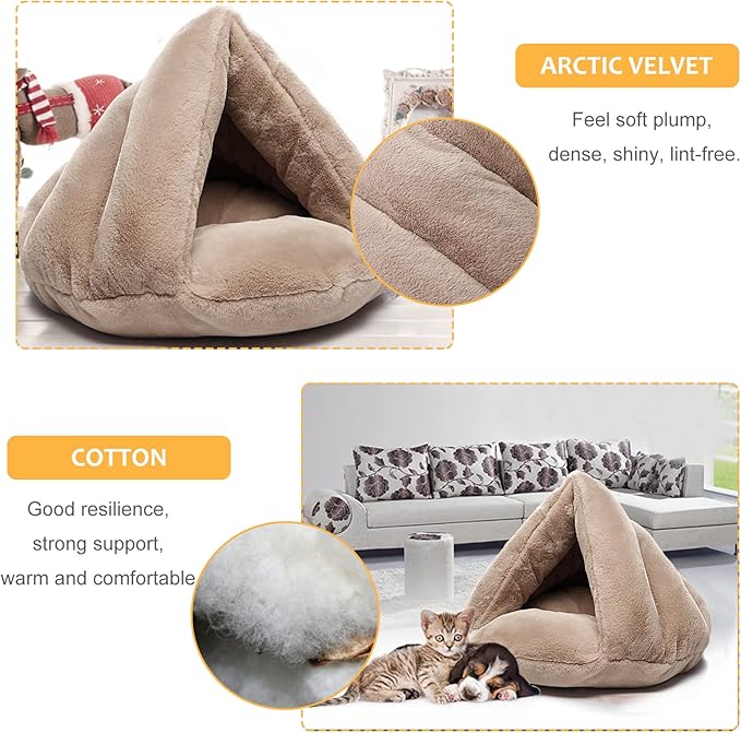 VeMee Cat Bed Cave Soft, Cat Cave Bed Warm, Covered Cat Bed Easy to Clean, Small Cat Bed, Cute Cat Bed Washable, Enclosed Cat Bed Fluffy for Small Cats, Dogs & Rabbits, Calming Cat Bed Plush