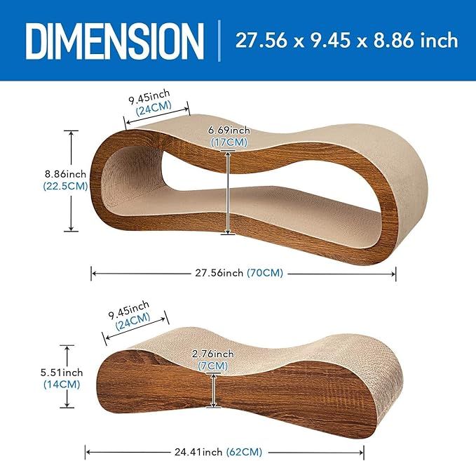 2 in 1 Cat Scratch Pads, Cat Scratcher, Durable Board Pads Prevents Furniture Damage,Large,Wood