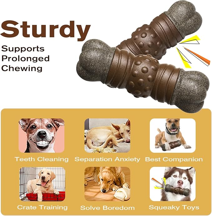 LiuMelinda Dog Chew Toys for Aggressive-Chewers - Indestructible Dog Toy for Aggressive Chewer,Tough Chew Toys for Dogs (Rubber Log-Bone)