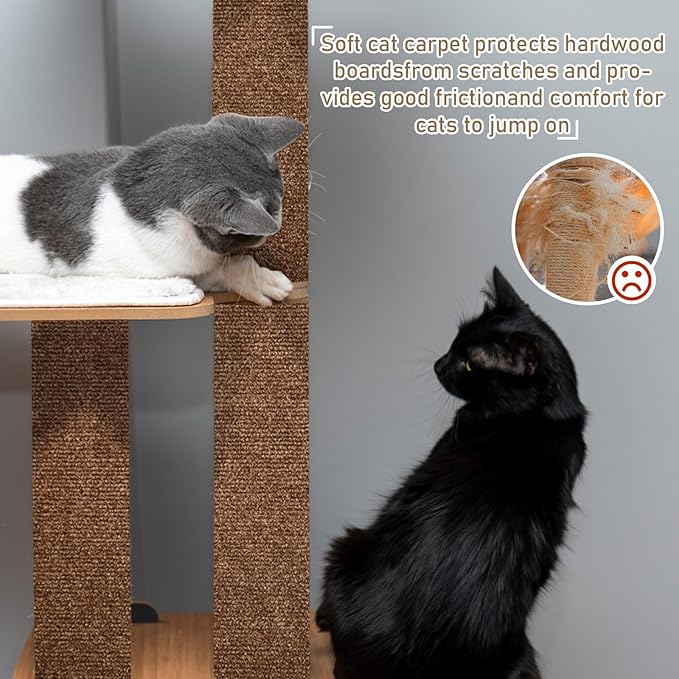 Cat Scratching Climbing Carpet Mat, Self-Adhesive Trimmable Anti Cat Scratcher Couch Furniture Protector from Cat Claws, Cat Post Covered Pad Replacement for DIY Cat Tree (Brown, 15.8" x 118")