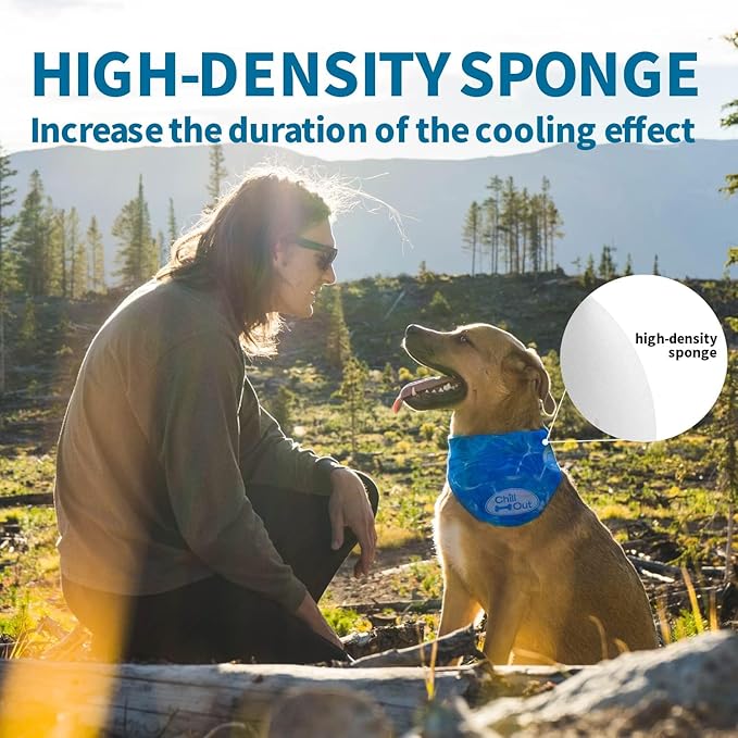 ALL FOR PAWS Dog Cooling Bandana, Cooling Bandanas for Medium Dogs, Ice Dog Bandanas, Cooling Neck Wraps for Dogs, Chill Out Blue Neck Cooler (M)