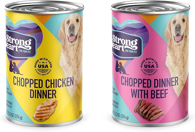 A Strong Heart Wet Dog Food, Chicken & Beef Variety Pack - 13.2 oz Cans (Pack of 12), Made in The USA with Real Chicken & Beef