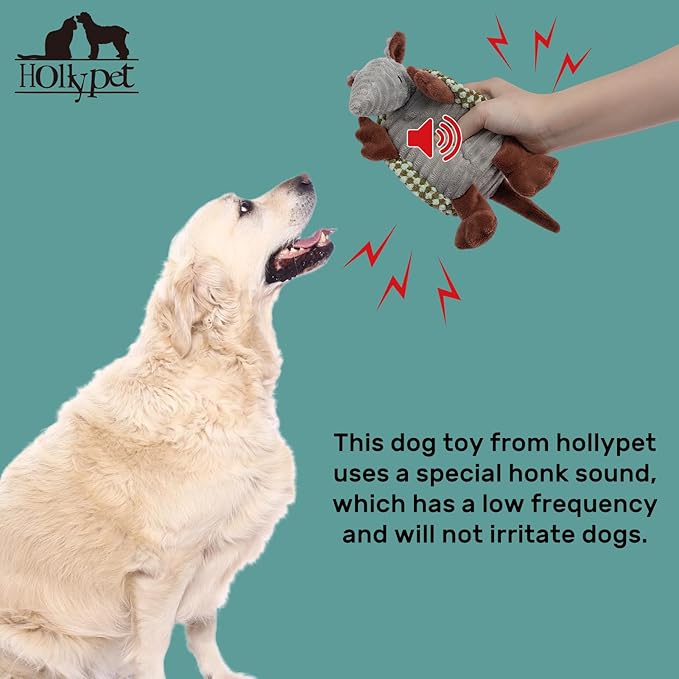 Hollypet Plush Dog Squeaky Toy Stuffed Armadillo Animal Pet Puppy Chew Toys with Clean Teeth for Small Medium Large All Breed Sizes Dogs, Light Green and Olive Drab,8 in