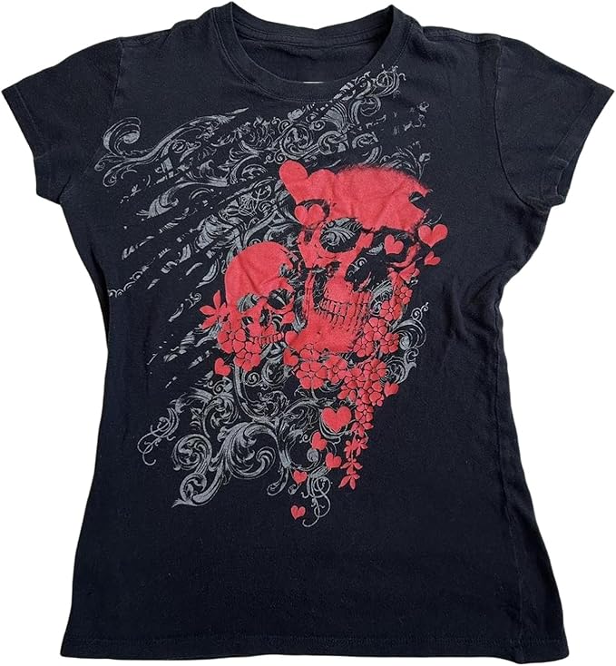 Women Y2K Graphic T-Shirts Summer Short Sleeve Punk Gothic Tee Tops Vintage 90s Aesthetic Emo Clothes Streetwear