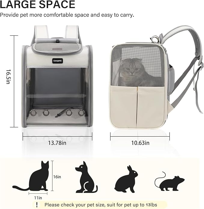Cat Carrier Backpack,Cat Carrier with Window Blind,Cat Backpack for Small Cats Dogs, Safety Straps, Collapsible, Breathability,Designed for Travel, Hiking, Outdoor,Car