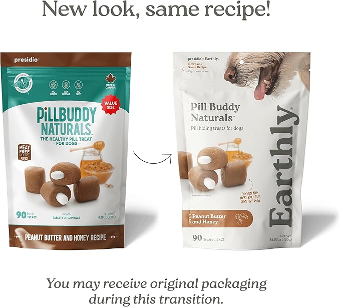 Presidio Pill Buddy Naturals - Honey Recipe Pill Hiding Treats for Dogs - Make A Perfect Pill Concealing Pocket Or Pouch for Any Size Medication - 90 Servings
