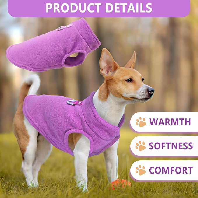 2 Pieces Fleece Dog Sweaters for Small Dogs Girl, with Leash Ring, Warm Pet Sweater Fall Winter Thick Clothes Coat for Chihuahua, French Bulldog, Dachshund,XL